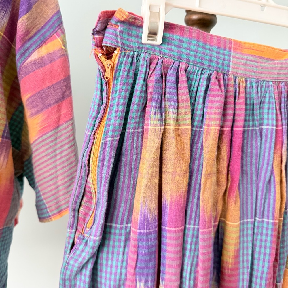 ✨ Vintage Joseph Studio 2-Piece Set Artsy Plaid Top & Midi Skirt Size M 🎨 - Picture 3 of 15